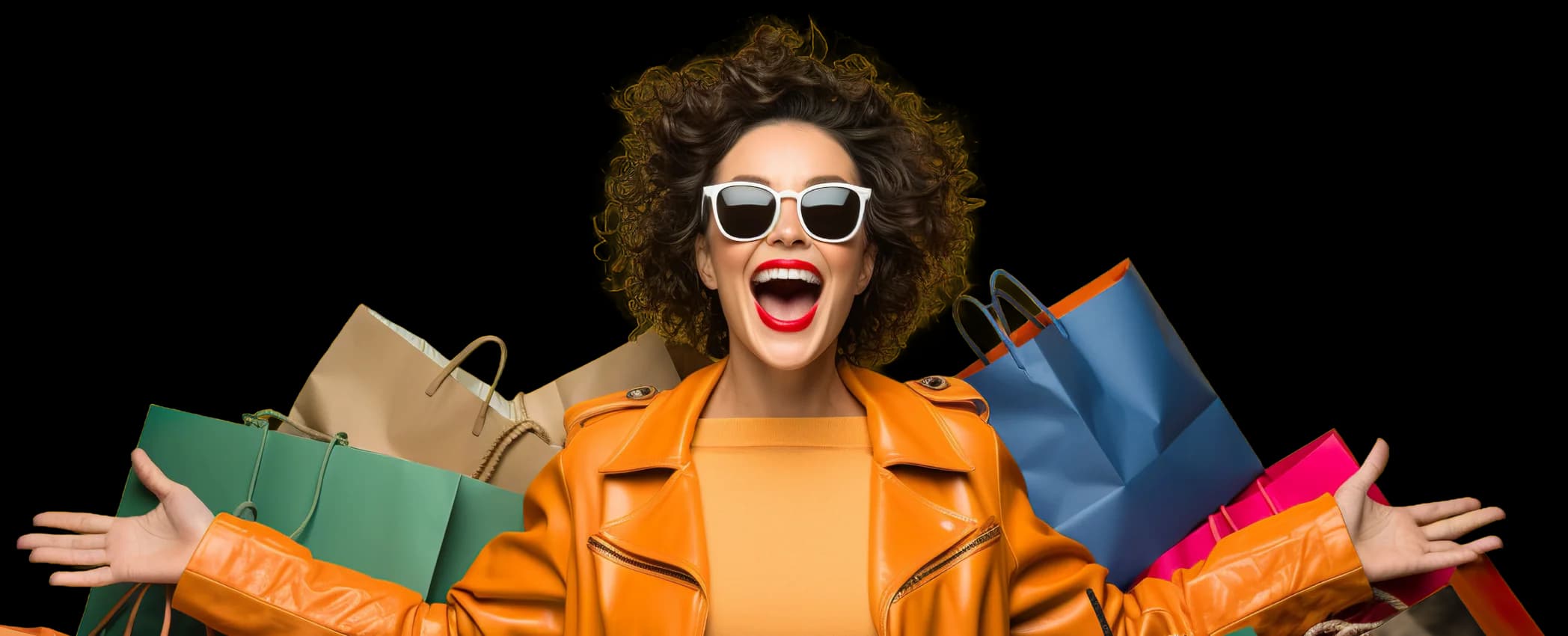 Happy shopper with shopping bags